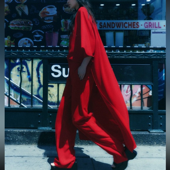 ZARA ASYMMETRIC CAPE BLOUSE - Picture 10 of 13